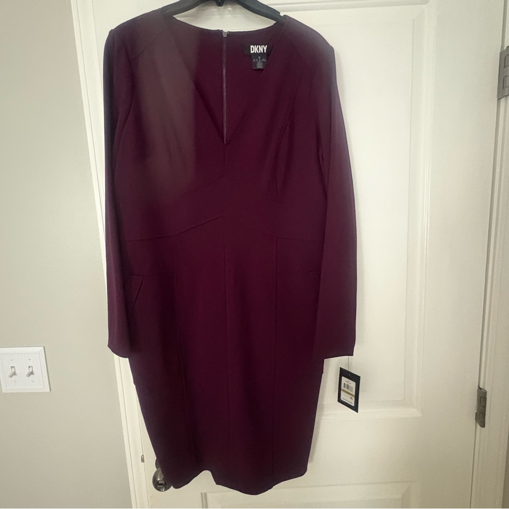 DKNY Long Sleeve Dress in Rich Plum